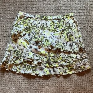 Banana Republic Floral Ruffle Skirt - Yellow and Gray